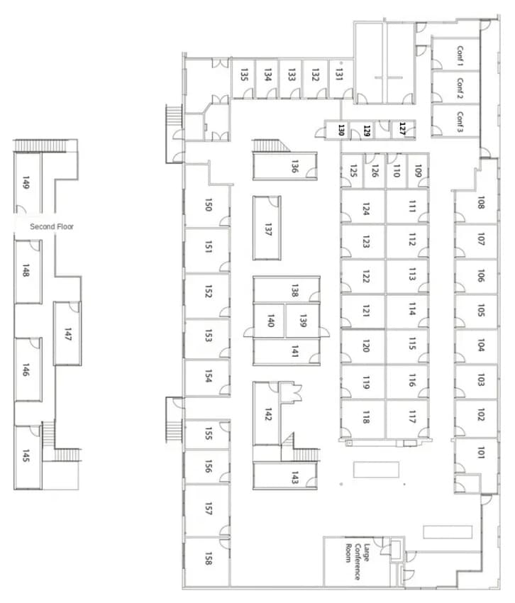 Habitat Commons floor plan showing available private offices in Plano TX