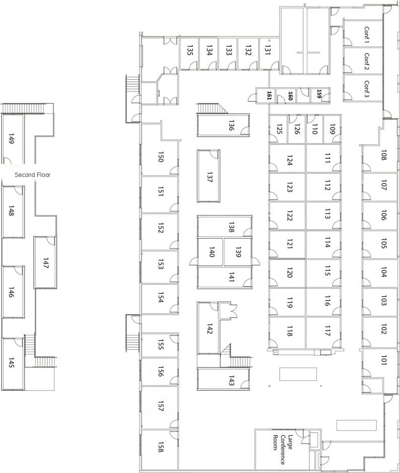 Habitat Commons floor plan showing available private offices in Plano TX
